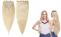 włosy naturalne ludzkie blond clip-in spinki klipsy pasma zagęszczenie przedłużenie