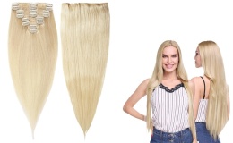 włosy naturalne ludzkie blond clip-in spinki klipsy pasma zagęszczenie przedłużenie