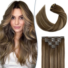 WŁOSY PASMA NATURALNE LUDZKIE DOCZEPKI KLIPSY clip PRZEDŁUŻKI PASMA BALAYAGE