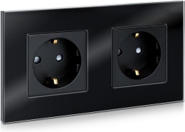 Gniazdo Navaris Glass Schuko podwójne GNIAZDKO ŚCIENNE SZKLANA RAMKA