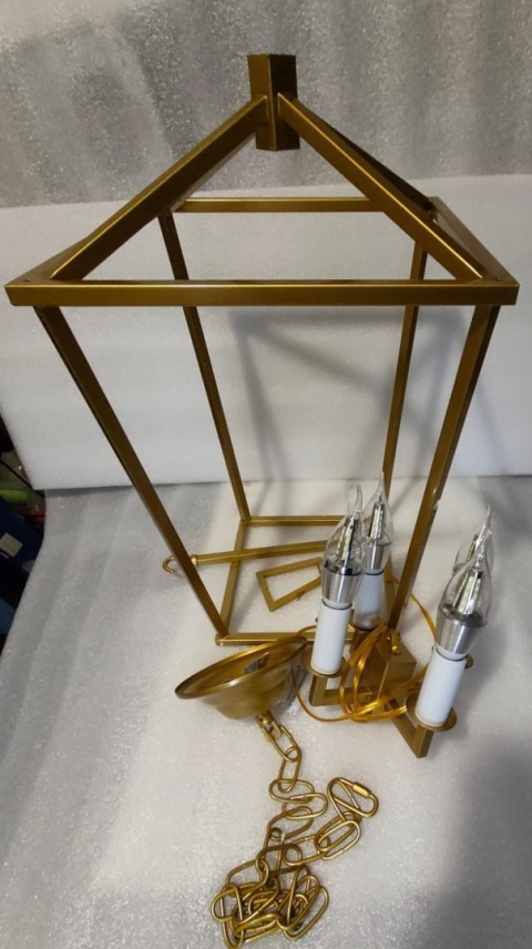 Lampa sufitowa żyrandol 4x żarówka LED klatka geometryczna wisząca  6000K