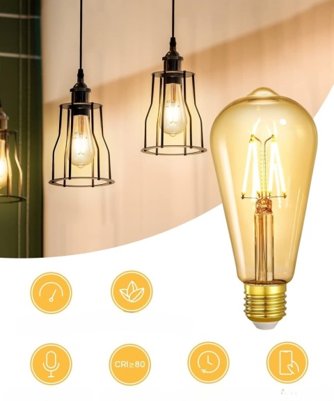 Linkind Żarówka LED Smart WiFi Edison Vintage 2 szt ściemniana