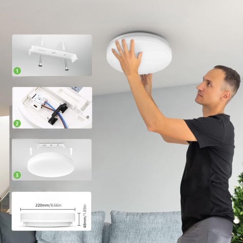 Lampa sufitowa LED Lepro 15 W IP54 3000 K plafon 22 cm