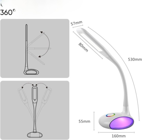 biała lampka nocna biurkowa regulacja jasności diody led rgb biała lampka nocna biurkowa regulacja jasności diody led rgb