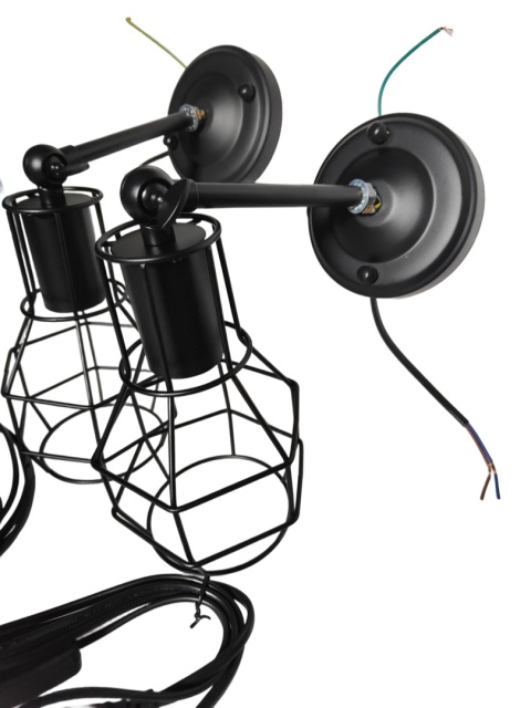 KINKIET ŚCIENNY ZESTAW Z WYŁĄCZNIKIEM 2 SZTUKI LAMPA INDUSTRIALNA KLATKA KINKIET ŚCIENNY ZESTAW Z WYŁĄCZNIKIEM 2 SZTUKI LAMPA INDUSTRIALNA KLATKA