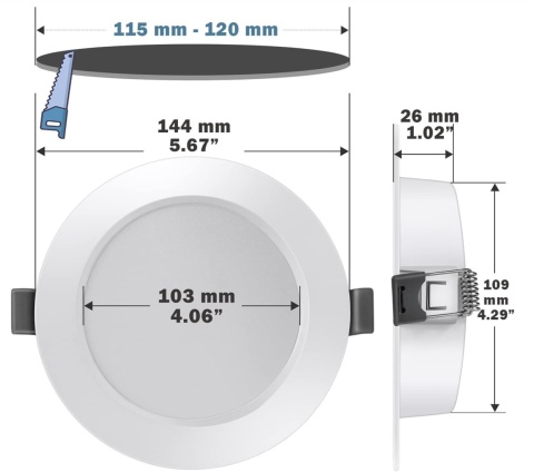 Zestaw 10 reflektorów wpuszczanych Eande 10 W 144 mm 4000K 900lm Zestaw 10 reflektorów wpuszczanych Eande 10 W 144 mm 4000K 900lm