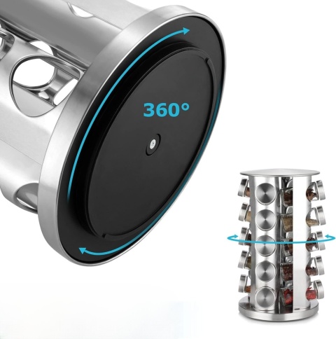 DUŻY OBROTOWY STOJAK NA PRZYPRAWY 20 SZKLANYCH SŁOIKÓW KARUZELA PRZYPRAWNIK ORGANIZER