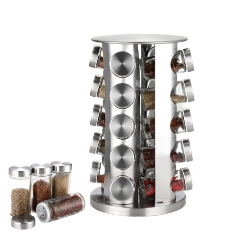 DUŻY OBROTOWY STOJAK NA PRZYPRAWY 20 SZKLANYCH SŁOIKÓW KARUZELA PRZYPRAWNIK ORGANIZER