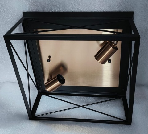 metalowa czarna złota lampa rama vintage industrial