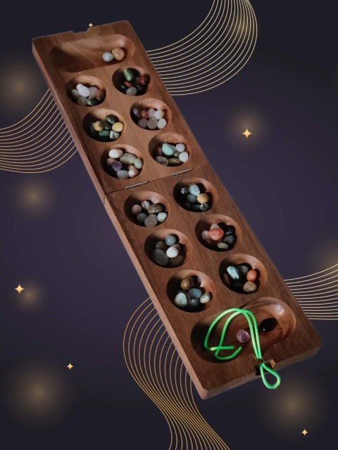 Gra Kalaha Mancala Bao Bean Game Hus 92 kamienie drewniana plansza skrzynia