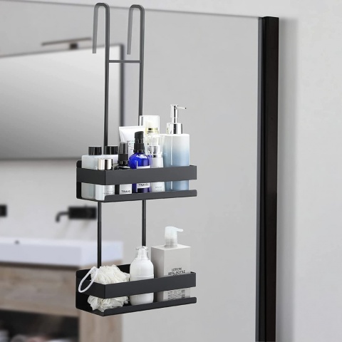 PÓŁKA WISZĄCA ŁAZIENKOWA POD PRYSZNIC CZARNA LOFT