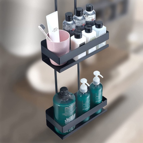 PÓŁKA WISZĄCA ŁAZIENKOWA POD PRYSZNIC CZARNA LOFT