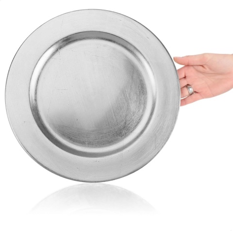 com-four 4 podkładki talerz srebrne dekoracja stołu podstawki podtalerz