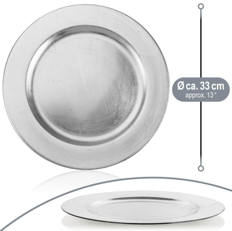 com-four 4 podkładki talerz srebrne dekoracja stołu podstawki podtalerz