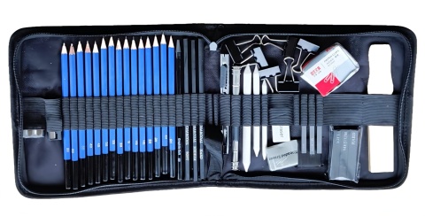 zestaw artystyczny ołówki piórnik DO SZKICOWANIA RYSOWANIA PROFESJONALNY