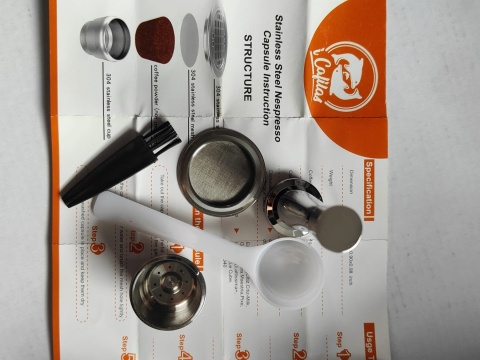 filtr kawy wielorazowa kapsułka do Nespresso stal nierdzewna tamper