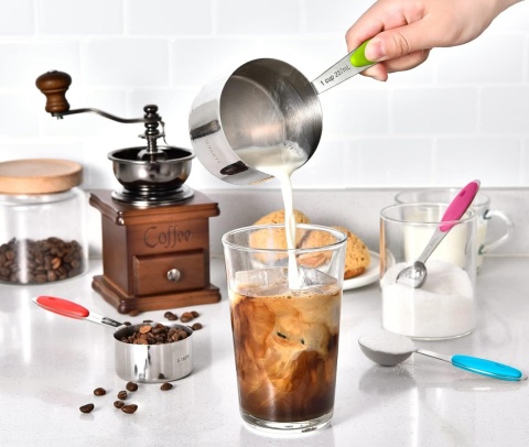 U-Taste Zestaw 10 miarek łyżek stal nierdzewna 18/8 grawerowane kolorowe