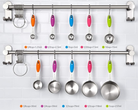 U-Taste Zestaw 10 miarek łyżek stal nierdzewna 18/8 grawerowane kolorowe