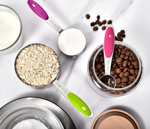 U-Taste Zestaw 10 miarek łyżek stal nierdzewna 18/8 grawerowane kolorowe