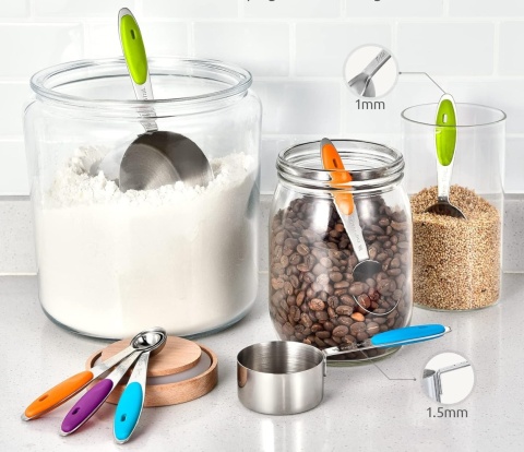 U-Taste Zestaw 10 miarek łyżek stal nierdzewna 18/8 grawerowane kolorowe