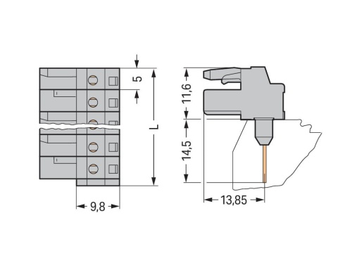 Złącze żeńskie WAGO 232-239/005-000 Szary 50 Szt