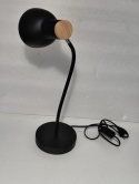 czarna lampka biurkowa regulowany klosz metal drewno