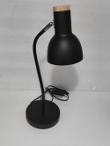 czarna lampka biurkowa regulowany klosz metal drewno