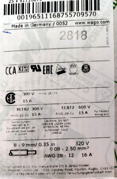 WAGO 231-111/102-000 gniazdo 25 sztuk