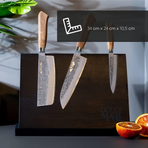 Magnetyczny blok na noże bardzo mocny magnes deska XXL drewno organizer stojak