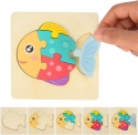 Drewniane puzzle dla dzieci 6-elementowa układanka TOLOYE ze zwierzętami 