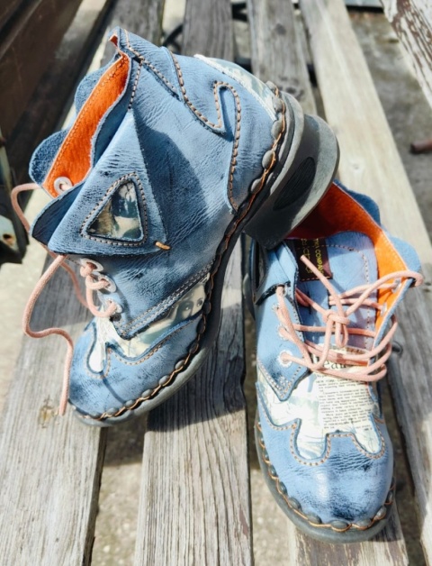 buty retro style botki skórzane półbuty sznurowane Unikalny Design