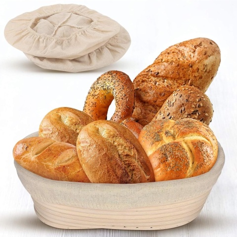 lniane maty WKŁADY do koszyka na chleb zestaw 2 szt 25cm Pokrowiec wkład do koszyka ratan do wyrastania chleba