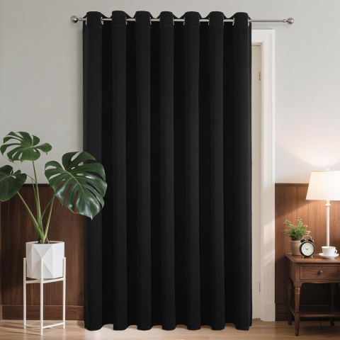 Zasłona zaciemniająca Joydeco z przelotkami 135 x 245 cm czarna kotara