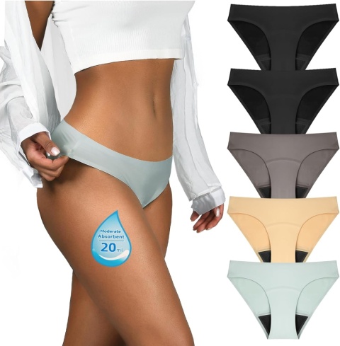 Majtki menstruacyjne bezszwowe BIELIZNA bikini 5 SZT obfite krwawienie 2XL