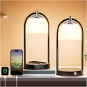 Zestaw 2 lampek nocnych lampa Feallive ściemniane ładowarka indukcyjna 15W porty USB A+C