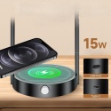 Zestaw 2 lampek nocnych lampa Feallive ściemniane ładowarka indukcyjna 15W porty USB A+C