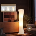 Lampa podłogowa kolumnowa tekstylna lampka stojąca klepsydra regulowane światło temperatura