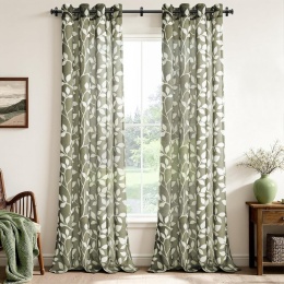 Zasłony Woalowe Zielone w Liście Przelotki 2szt 260 x 140 cm