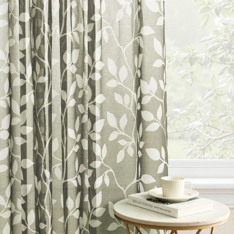 Zasłony Woalowe Zielone w Liście Przelotki 2szt 260 x 140 cm