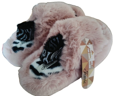 Kapcie Damskie Pluszowe Ciepłe Memory Foam 36/37 Pudrowy Róż JOMIX