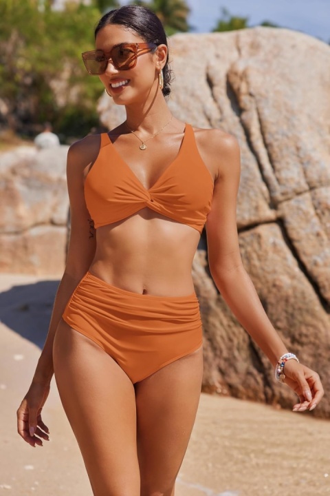 Damski strój kąpielowy bikini z wysokim stanem i push-upem kostium M