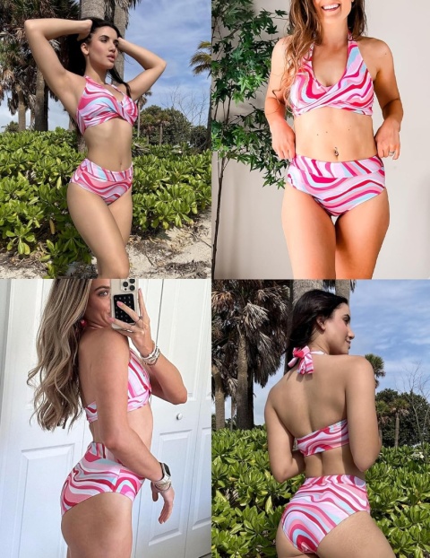 Seksowny kostium kąpielowy na plażę Dwuczęściowy strój XL BIKINI WYSOKI STAN