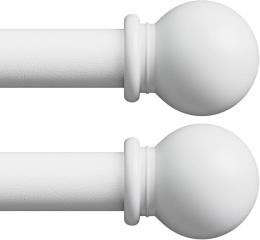 Regulowany zestaw karniszy ściennych 71-223 cm 16 mm biały mat ze wspornikami – 220 cm
