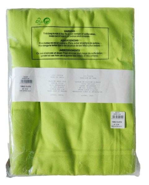 obrus bawełniany 160x 229 cm zielony wiosenna dekoracja stołu BAWEŁNA