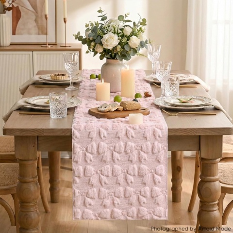 Bieżnik Artoid Mode Soft Pluszowy Futro 33 x 153 róż kokardka