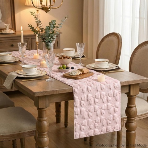 Bieżnik Artoid Mode Soft Pluszowy Futro 33 x 153 róż kokardka