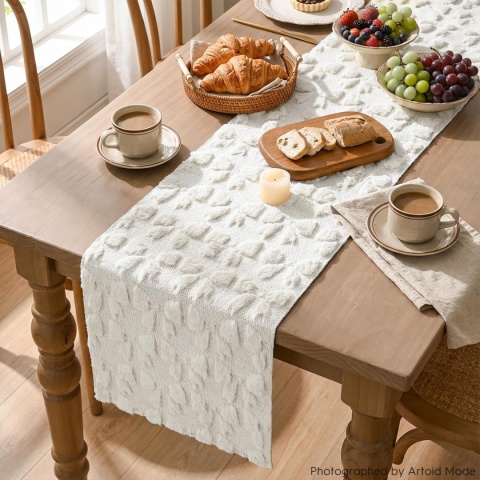 Bieżnik Artoid Mode Soft Pluszowy Futro 33 x 153 kremowa biel kokardka