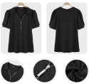 Damska bluzka letnia krótki rękaw polo na zamek tunika 2XL CZARNA