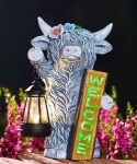 GOODECO Figurka Solarna Krowa Highland z Lampionem 27,6 cm solarna