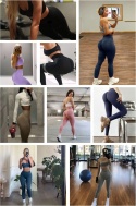 Legginsy sportowe damskie Scrunch Butt Push-Up Bordowe M